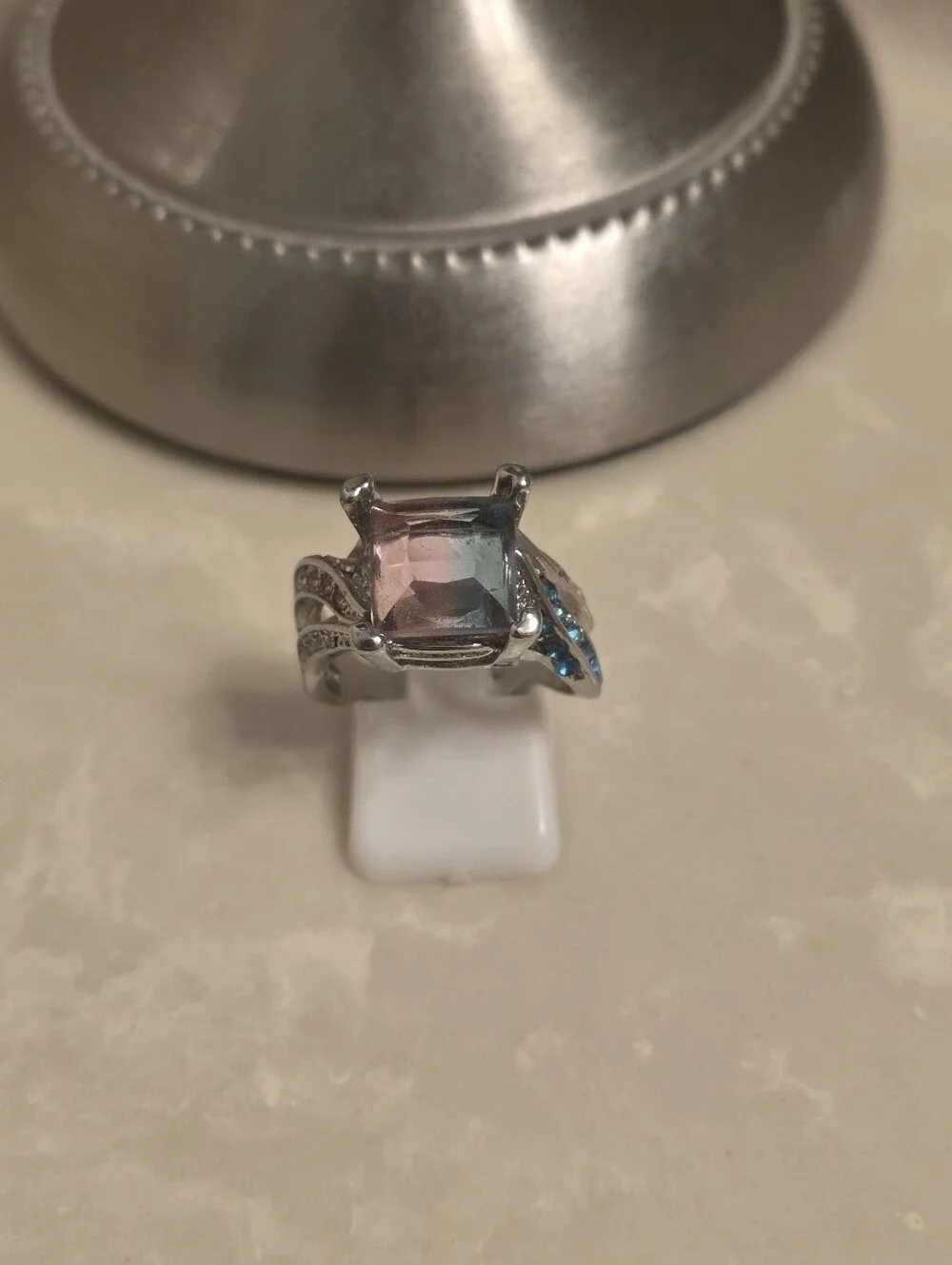 925 Silver Ombre Square Cut Ring Size 8
